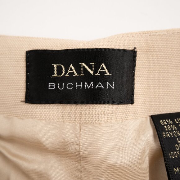 NEW DANA BUCHMAN tan cream flax linen blend pants size 16 - Picture 2 of 10